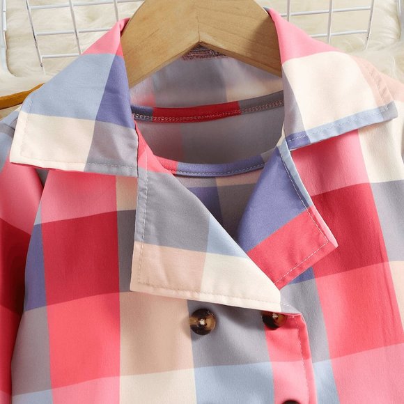 GIRLS PLAID JACKET AND SLEEVELESS DRESS SET - Picture 2 of 6